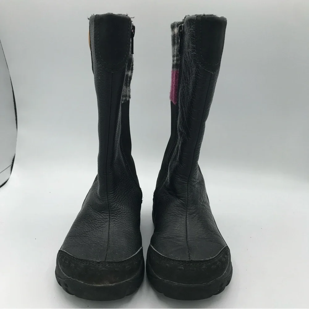 Keen Darby Boots Girls Black Pink Plaid Knee High Boots Sz 10 Leather Full‎ Zip